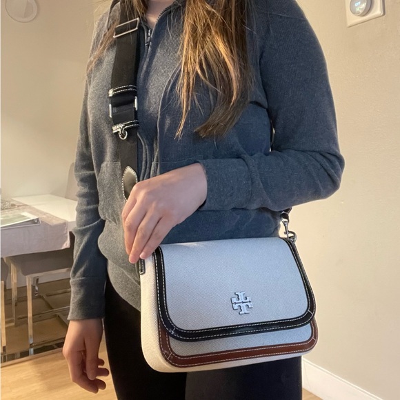 New, tory burch thea canvas flap crossbody brown 156051 - Picture 13 of 15